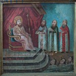 Вибір віри св. Володимиром, ікона цокольного ряду (на іконі надписано і друге ім'я князя - Василь, яке він отримав у хрещенні)